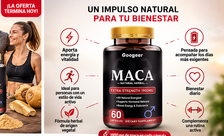 Maca Extra Strength 1900 mg | 60 Cápsulas | Vitalidad y Energía