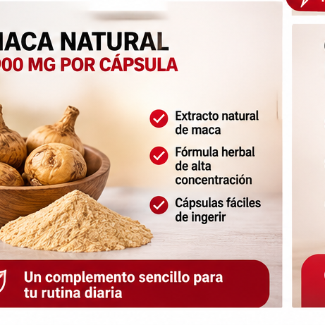 Maca Extra Strength 1900 mg | 60 Cápsulas | Vitalidad y Energía