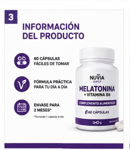 Melatonina + Vitamina B6 | 60 Cápsulas