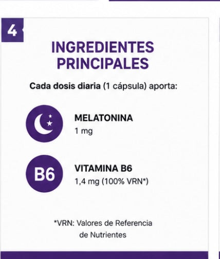 Melatonina + Vitamina B6 | 60 Cápsulas