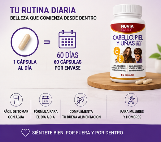 Colágeno + Biotina para Cabello, Piel y Uñas | 60 Cápsulas