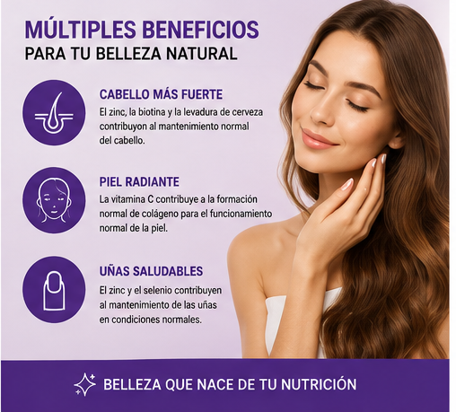 Colágeno + Biotina para Cabello, Piel y Uñas | 60 Cápsulas