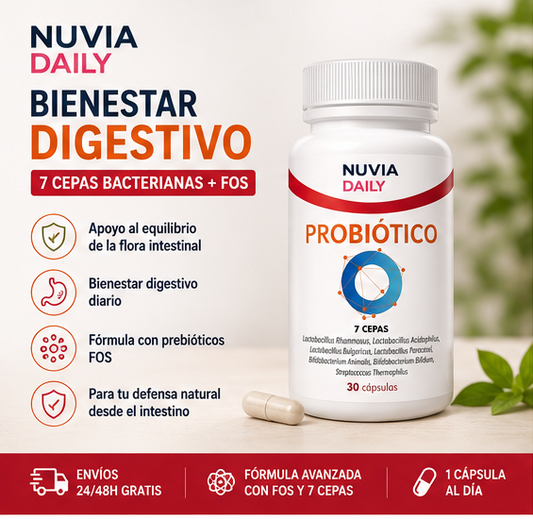 Probiótico 30 Cápsulas con 7 Cepas Bacterianas + FOS | Bienestar Digestivo