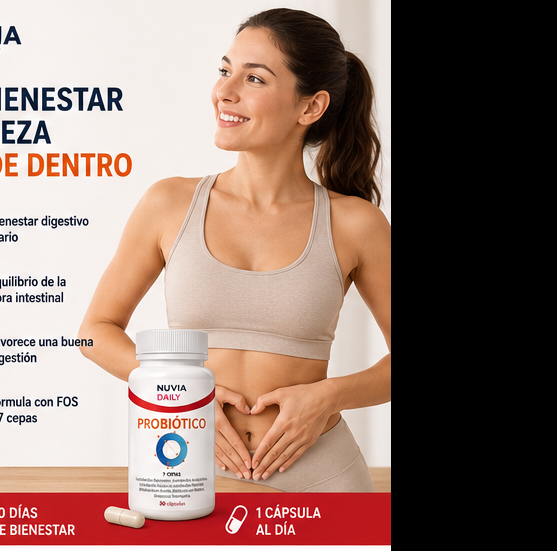 Probiótico 30 Cápsulas con 7 Cepas Bacterianas + FOS | Bienestar Digestivo