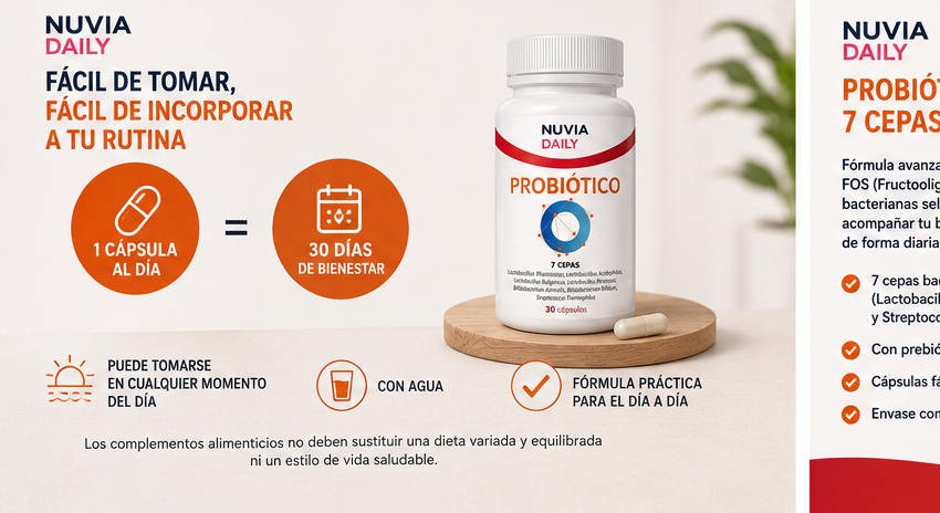Probiótico 30 Cápsulas con 7 Cepas Bacterianas + FOS | Bienestar Digestivo