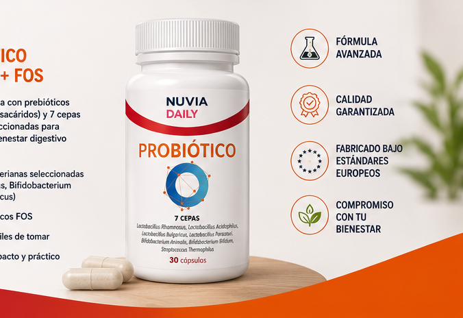 Probiótico 30 Cápsulas con 7 Cepas Bacterianas + FOS | Bienestar Digestivo