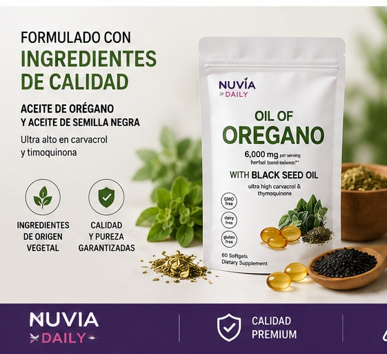 Aceite de orégano + aceite de semilla negra | Fórmula práctica en cápsulas blandas